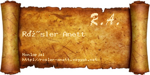 Rösler Anett névjegykártya